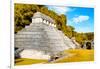 ¡Viva Mexico! Collection - The Temple of the Inscription with Fall Colors - Palenque-Philippe Hugonnard-Framed Photographic Print