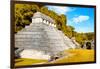 ¡Viva Mexico! Collection - The Temple of the Inscription with Fall Colors - Palenque-Philippe Hugonnard-Framed Photographic Print