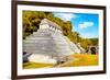 ¡Viva Mexico! Collection - The Temple of the Inscription with Fall Colors - Palenque-Philippe Hugonnard-Framed Photographic Print