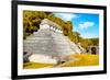 ¡Viva Mexico! Collection - The Temple of the Inscription with Fall Colors - Palenque-Philippe Hugonnard-Framed Photographic Print