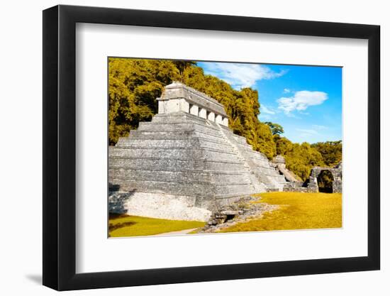 ¡Viva Mexico! Collection - The Temple of the Inscription with Fall Colors - Palenque-Philippe Hugonnard-Framed Photographic Print