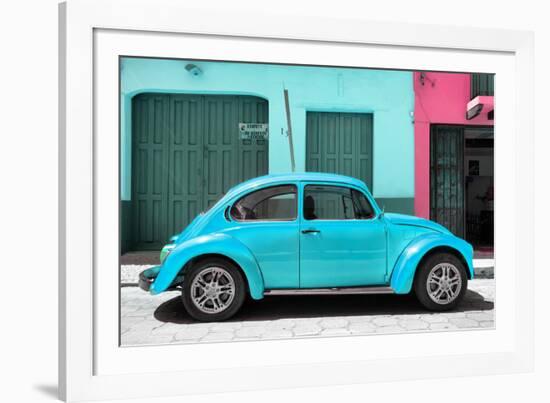 ¡Viva Mexico! Collection - The Turquoise Beetle Car-Philippe Hugonnard-Framed Photographic Print