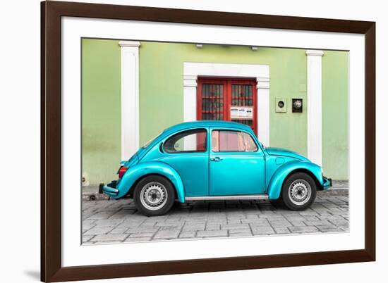 ?Viva Mexico! Collection - The Turquoise VW Beetle Car with Lime Green Street Wall-Philippe Hugonnard-Framed Photographic Print