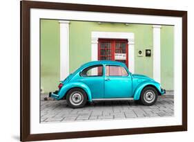 ?Viva Mexico! Collection - The Turquoise VW Beetle Car with Lime Green Street Wall-Philippe Hugonnard-Framed Photographic Print