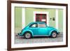 ?Viva Mexico! Collection - The Turquoise VW Beetle Car with Lime Green Street Wall-Philippe Hugonnard-Framed Photographic Print