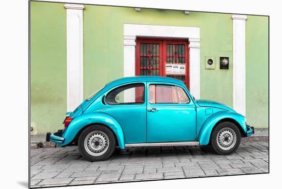 ?Viva Mexico! Collection - The Turquoise VW Beetle Car with Lime Green Street Wall-Philippe Hugonnard-Mounted Photographic Print
