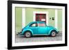 ?Viva Mexico! Collection - The Turquoise VW Beetle Car with Lime Green Street Wall-Philippe Hugonnard-Framed Photographic Print