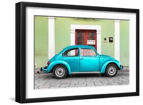 ?Viva Mexico! Collection - The Turquoise VW Beetle Car with Lime Green Street Wall-Philippe Hugonnard-Framed Photographic Print