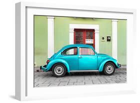 ?Viva Mexico! Collection - The Turquoise VW Beetle Car with Lime Green Street Wall-Philippe Hugonnard-Framed Photographic Print