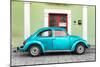 ?Viva Mexico! Collection - The Turquoise VW Beetle Car with Lime Green Street Wall-Philippe Hugonnard-Mounted Photographic Print