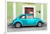 ?Viva Mexico! Collection - The Turquoise VW Beetle Car with Lime Green Street Wall-Philippe Hugonnard-Framed Photographic Print