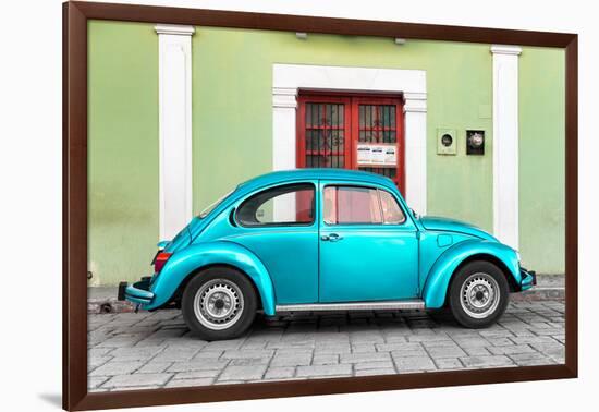 ?Viva Mexico! Collection - The Turquoise VW Beetle Car with Lime Green Street Wall-Philippe Hugonnard-Framed Photographic Print