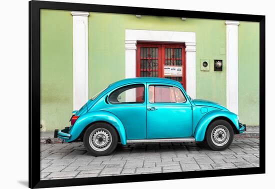 ?Viva Mexico! Collection - The Turquoise VW Beetle Car with Lime Green Street Wall-Philippe Hugonnard-Framed Photographic Print