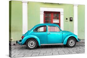 ?Viva Mexico! Collection - The Turquoise VW Beetle Car with Lime Green Street Wall-Philippe Hugonnard-Stretched Canvas