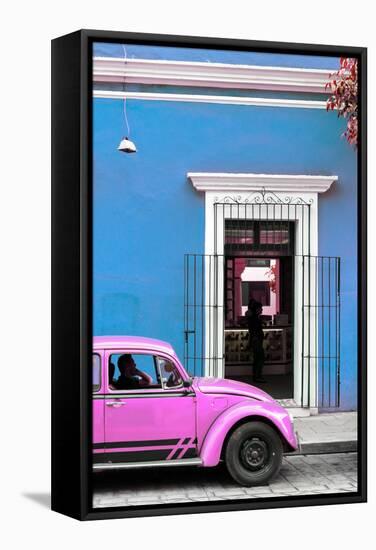 ¡Viva Mexico! Collection - Volkswagen Beetle Car - Blue & Hot Pink-Philippe Hugonnard-Framed Stretched Canvas