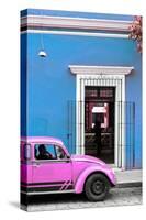 ¡Viva Mexico! Collection - Volkswagen Beetle Car - Blue & Hot Pink-Philippe Hugonnard-Stretched Canvas