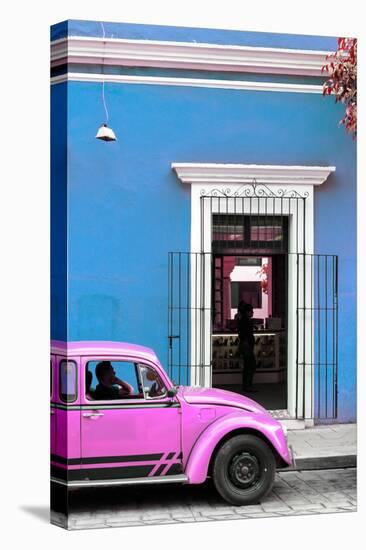 ¡Viva Mexico! Collection - Volkswagen Beetle Car - Blue & Hot Pink-Philippe Hugonnard-Stretched Canvas