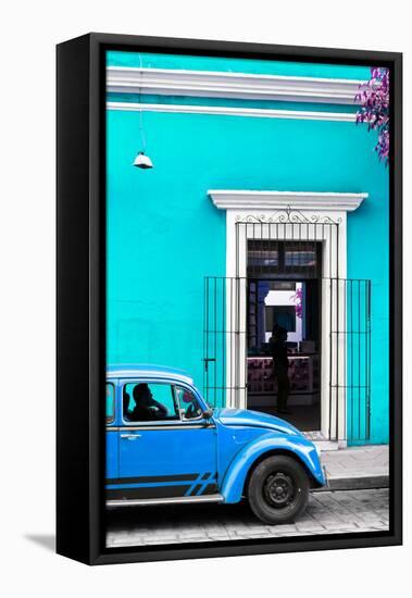 ¡Viva Mexico! Collection - Volkswagen Beetle Car - Turquoise & Blue-Philippe Hugonnard-Framed Stretched Canvas