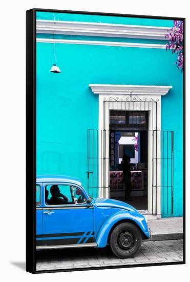 ¡Viva Mexico! Collection - Volkswagen Beetle Car - Turquoise & Blue-Philippe Hugonnard-Framed Stretched Canvas