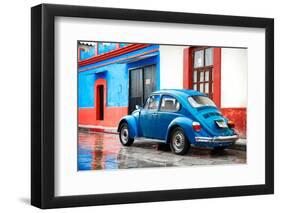 ¡Viva Mexico! Collection - VW Beetle and Blue Wall-Philippe Hugonnard-Framed Photographic Print