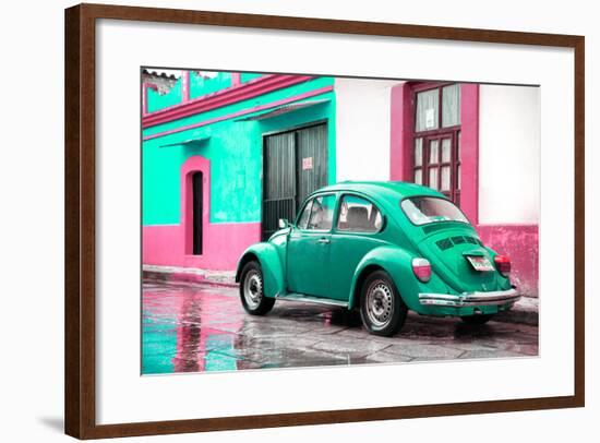 ¡Viva Mexico! Collection - VW Beetle and Coral Green Wall-Philippe Hugonnard-Framed Photographic Print