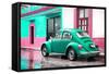 ¡Viva Mexico! Collection - VW Beetle and Coral Green Wall-Philippe Hugonnard-Framed Stretched Canvas