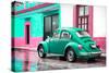 ¡Viva Mexico! Collection - VW Beetle and Coral Green Wall-Philippe Hugonnard-Stretched Canvas