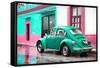 ¡Viva Mexico! Collection - VW Beetle and Coral Green Wall-Philippe Hugonnard-Framed Stretched Canvas