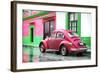 ¡Viva Mexico! Collection - VW Beetle and Deep Pink Wall-Philippe Hugonnard-Framed Photographic Print