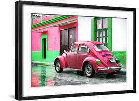 ¡Viva Mexico! Collection - VW Beetle and Deep Pink Wall-Philippe Hugonnard-Framed Photographic Print