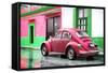 ¡Viva Mexico! Collection - VW Beetle and Deep Pink Wall-Philippe Hugonnard-Framed Stretched Canvas