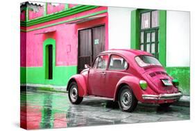 ¡Viva Mexico! Collection - VW Beetle and Deep Pink Wall-Philippe Hugonnard-Stretched Canvas