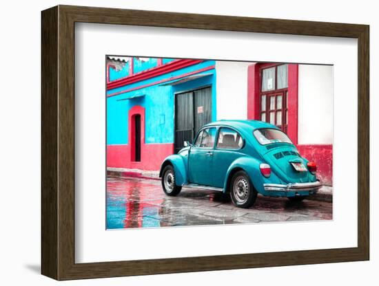¡Viva Mexico! Collection - VW Beetle and Turquoise Wall-Philippe Hugonnard-Framed Photographic Print