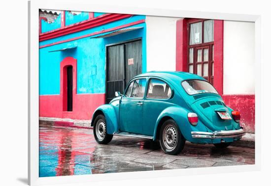 ¡Viva Mexico! Collection - VW Beetle and Turquoise Wall-Philippe Hugonnard-Framed Photographic Print