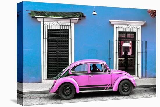 ¡Viva Mexico! Collection - VW Beetle - Blue & Hot Pink-Philippe Hugonnard-Stretched Canvas