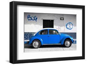 ¡Viva Mexico! Collection - VW Beetle Car and Blue Graffiti-Philippe Hugonnard-Framed Photographic Print