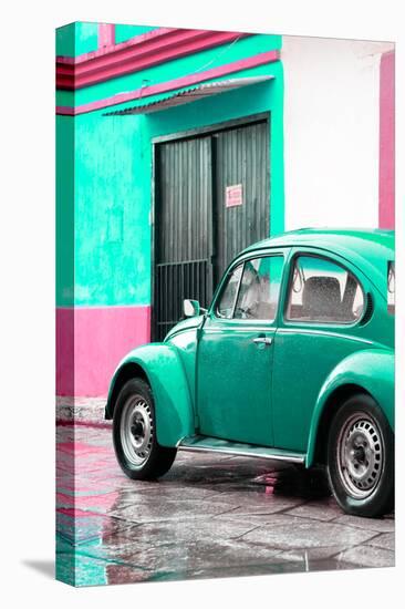 ¡Viva Mexico! Collection - VW Beetle Car and Coral Green Wall-Philippe Hugonnard-Stretched Canvas