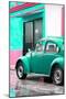 ¡Viva Mexico! Collection - VW Beetle Car and Coral Green Wall-Philippe Hugonnard-Mounted Photographic Print