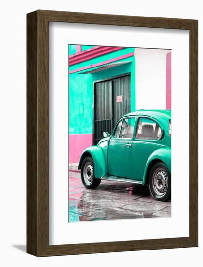 ¡Viva Mexico! Collection - VW Beetle Car and Coral Green Wall-Philippe Hugonnard-Framed Photographic Print