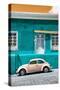 ¡Viva Mexico! Collection - VW Beetle Car and Coral green Wall-Philippe Hugonnard-Stretched Canvas