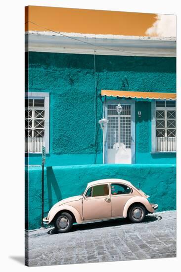 ¡Viva Mexico! Collection - VW Beetle Car and Coral green Wall-Philippe Hugonnard-Stretched Canvas