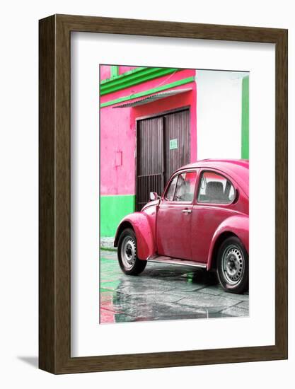 ¡Viva Mexico! Collection - VW Beetle Car and Deep Pink Wall-Philippe Hugonnard-Framed Photographic Print