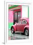 ¡Viva Mexico! Collection - VW Beetle Car and Deep Pink Wall-Philippe Hugonnard-Framed Premium Photographic Print