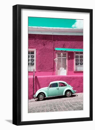 ¡Viva Mexico! Collection - VW Beetle Car and Deep pink Wall-Philippe Hugonnard-Framed Photographic Print