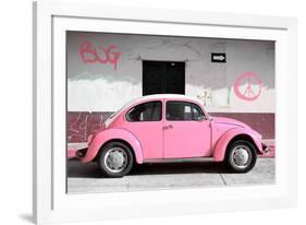 ¡Viva Mexico! Collection - VW Beetle Car and Light Pink Graffiti-Philippe Hugonnard-Framed Photographic Print