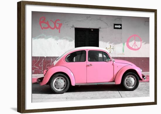 ¡Viva Mexico! Collection - VW Beetle Car and Light Pink Graffiti-Philippe Hugonnard-Framed Photographic Print