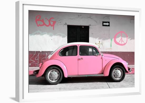 ¡Viva Mexico! Collection - VW Beetle Car and Light Pink Graffiti-Philippe Hugonnard-Framed Photographic Print