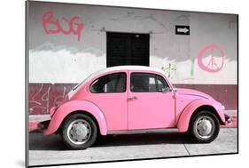 ¡Viva Mexico! Collection - VW Beetle Car and Light Pink Graffiti-Philippe Hugonnard-Mounted Photographic Print