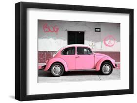 ¡Viva Mexico! Collection - VW Beetle Car and Light Pink Graffiti-Philippe Hugonnard-Framed Photographic Print