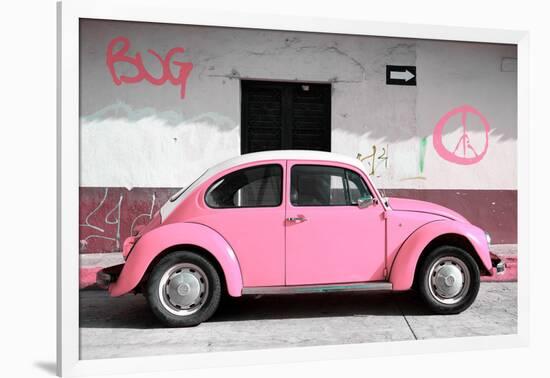 ¡Viva Mexico! Collection - VW Beetle Car and Light Pink Graffiti-Philippe Hugonnard-Framed Photographic Print